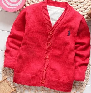 Spring candy-colored 100% cotton baby boys and girls in polos single-breasted cardigan jacket