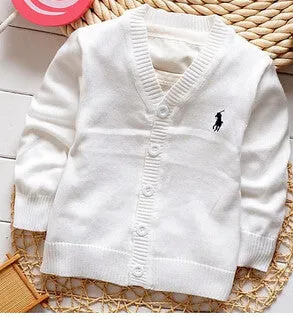 Spring candy-colored 100% cotton baby boys and girls in polos single-breasted cardigan jacket