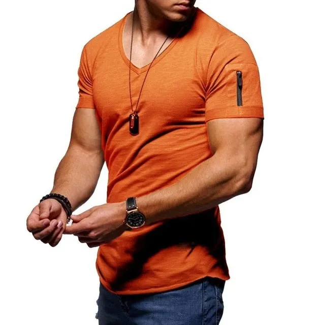 V-neck Fitness T-Shirt Short-Sleeves