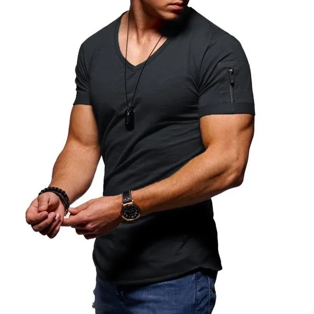 V-neck Fitness T-Shirt Short-Sleeves