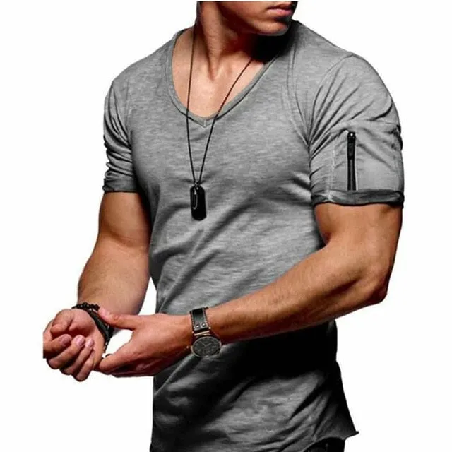 V-neck Fitness T-Shirt Short-Sleeves