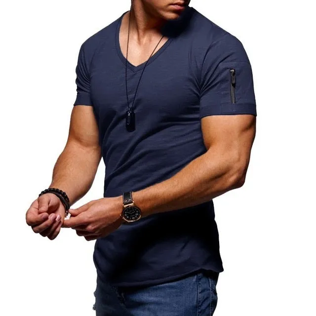 V-neck Fitness T-Shirt Short-Sleeves