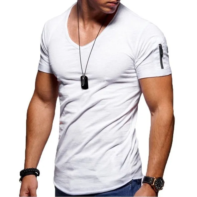 V-neck Fitness T-Shirt Short-Sleeves