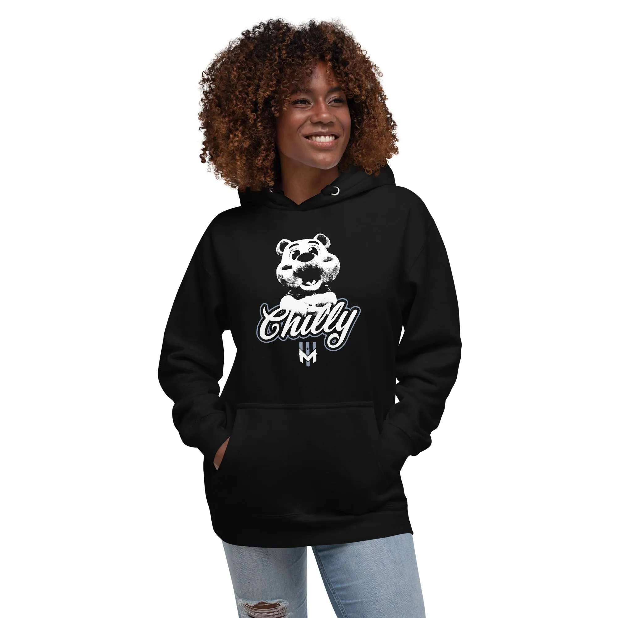 Wind Chill Black "Chilly the Mascot" Hooded Sweatshirt hi