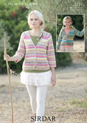 Womens and Girls Cardigans in Sirdar Crofter DK (7231)